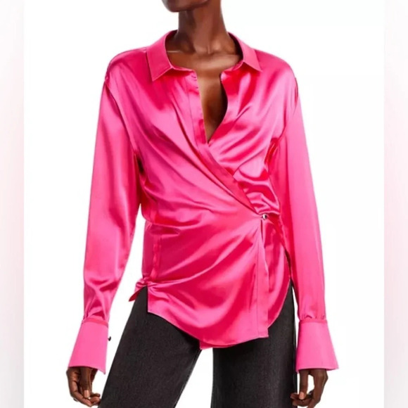 SER.O.YA - Raines shirt in Fuchsia Pink - Silk- NWT SIZE XS - Picture 1 of 7